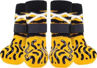 Reflective Dog Socks to Prevent Licking Paws, Dog Paw Protector, Hardwood Floors Anti Slip, Non Slip Dog Socks with Grippers, Dog Booties and Paw Protectors for Indoor Use - Size Small