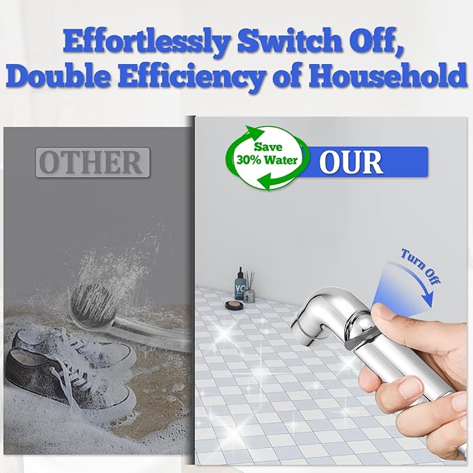 Dog Shower Attachment Metal, YDmeet Pet Washing Hose Attachment for Fast &amp; Clean Bathing, Brass 3 Way Diverter, Adjustable Sprayer wtih Turn Off, 8 ft Hose and Holder, Chrome