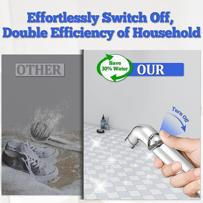 Dog Shower Attachment Metal, YDmeet Pet Washing Hose Attachment for Fast &amp; Clean Bathing, Brass 3 Way Diverter, Adjustable Sprayer wtih Turn Off, 8 ft Hose and Holder, Chrome
