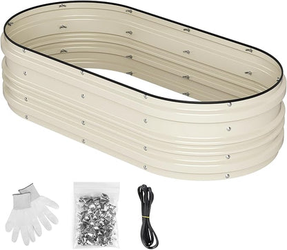 WORKPRO 4x2x1ft Galvanized Raised Garden Bed Set, Rust &amp; Corrosion Protection, Easy Assembly, Safe Edge, Ideal for Vegetables &amp; Flowers, White