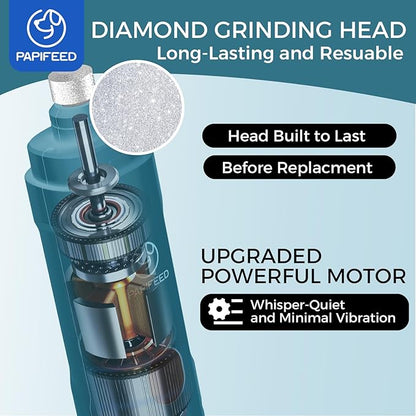 PIPAFFEED Dog Nail Grinder Upgraded with with Dog Nail Trimmers,2 LED Lights, 3-Speed Rechargeable &amp; Quiet - Upgraded Electric Pet Nail Trimmer, Painless Paws Grooming Tool-Bule