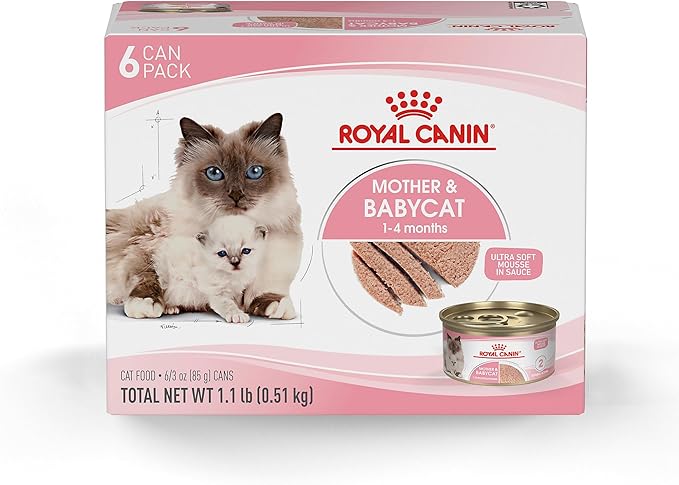 Royal Canin Feline Health Nutrition Mother &amp; Babycat Ultra Soft Mousse in Sauce Wet Canned Cat Food, Supports Healthy Digestion and Brain Development, 3 oz, 6 Pack