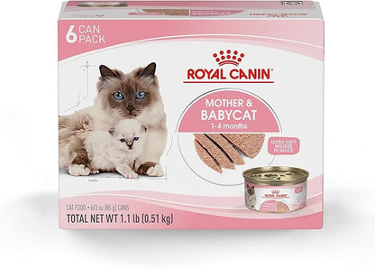 Royal Canin Feline Health Nutrition Mother &amp; Babycat Ultra Soft Mousse in Sauce Wet Canned Cat Food, Supports Healthy Digestion and Brain Development, 3 oz, 6 Pack