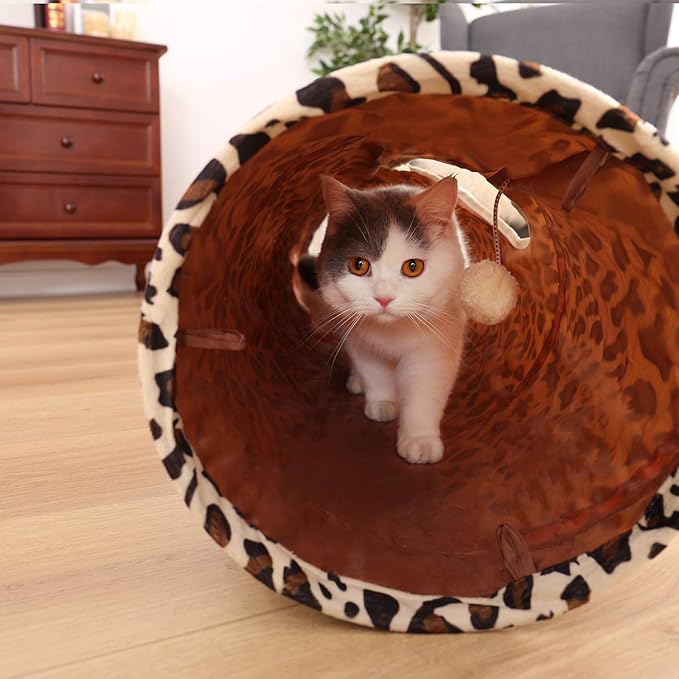 PAWZ Road XL Collapsible Cat Tunnel for Fat Cats &amp; Rabbits - 51"x12" Extra Wide Pet Play Tunnel with 12-Inch Diameter for Large Cats, Small Dogs