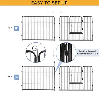 BestPet Dog Playpen Indoor 24 inch 32 Panels Metal Dog Pen Pet Dog Fence Outdoor Exercise Pen with Doors,Pet Puppy Playpen for RV Camping Yard, Black