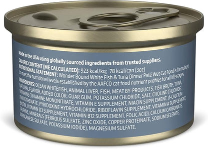 Amazon Brand - Wonder Bound Wet Cat Food, Pate, No Added Grain, (Whitefish &amp; Tuna), 3 ounce (Pack of 24)