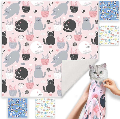 Cat Wrap for Grooming-Premium Cat Grooming Wrap Cat Restraint for Nail Clipping, Self-Adherent Soft Cat Blanket to Wrap Cat Anti-Scratch Anti-Escape Grooming Bag (Pink, L(Within 9lbs))