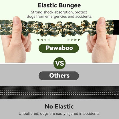 Pawaboo Dog Seatbelt for Car, 3-in-1 Dog Seat Belt Bungee, Shockproof Dogs Tether with Buckle&amp;Hook Latch, Adjustable Reflective Dogs Cars Harness Leash with 360° Lockable Buckle, Army Green Camouflage