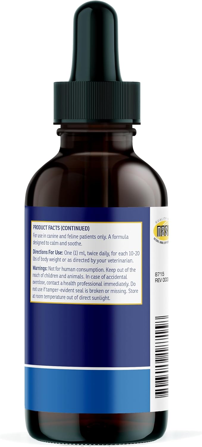 Rx Vitamins Liquid NutriCalm Cat &amp; Small Dog Anxiety Relief - Sleep Aid - Calming Supplement - Dog Bark Control &amp; Stress Relief - Salmon Flavor - 4 oz