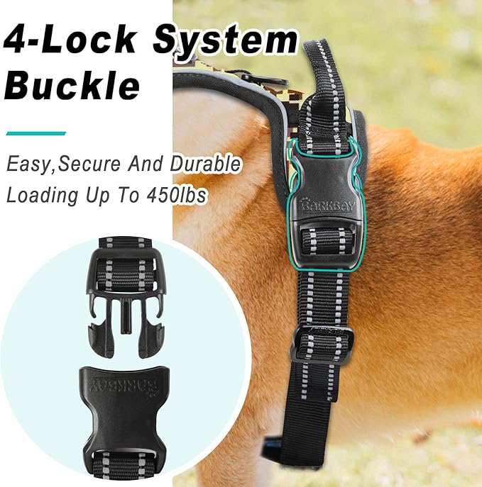 BARKBAY No Pull Dog Harness Large Step in Reflective Dog Harness with Front Clip and Easy Control Handle for Walking Training Running(Desert camo,L)