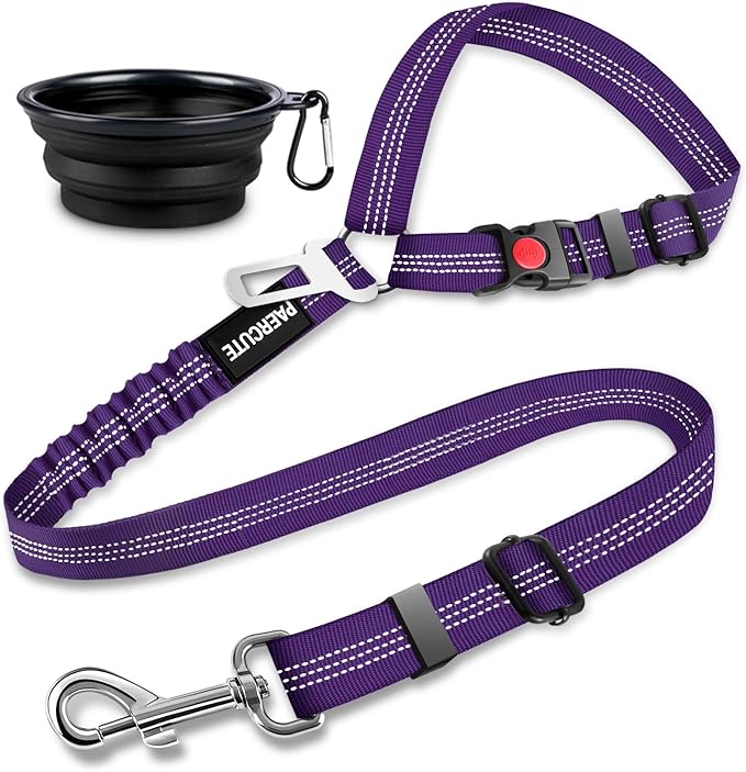 2 Piece Set Dog Seat Belt - Retractable Car Seatbelts, Adjustable Pet Restraint for Vehicle Headrest, Heavy Duty, Elastic &amp; Durable Harness