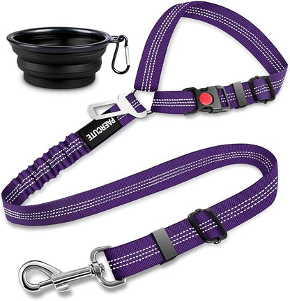 2 Piece Set Dog Seat Belt - Retractable Car Seatbelts, Adjustable Pet Restraint for Vehicle Headrest, Heavy Duty, Elastic &amp; Durable Harness