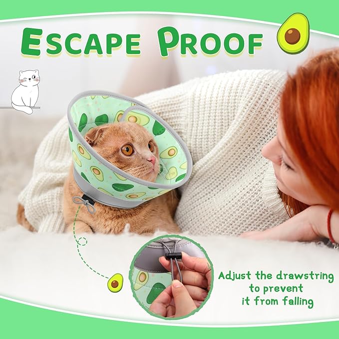 Cat Cone Collar Soft to Stop Licking, Adjustable, Foldable Lightweight Kitten Cones After Surgery Recovery for Cats &amp; Kittens, Cat Cone Alternative (Light Green, S)