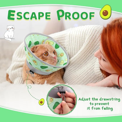 Cat Cone Collar Soft to Stop Licking, Adjustable, Foldable Lightweight Kitten Cones After Surgery Recovery for Cats &amp; Kittens, Cat Cone Alternative (Light Green, S)