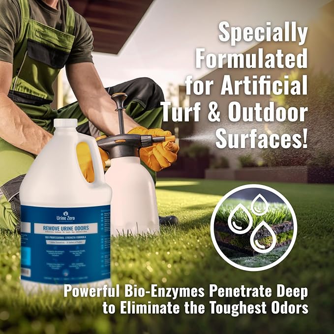 10X Concentrate – Professional Strength Pet Odor Eliminator | Bio-Enzyme Cleaner for Dog &amp; Cat Urine | Makes 10 Gallons for Artificial Grass, Carpet, Patios &amp; Kennels | Pet Safe