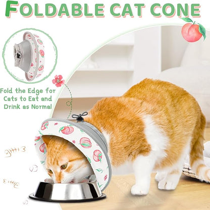 Cat Cone Collar Soft to Stop Licking, Adjustable, Foldable Lightweight Kitten Cones After Surgery Recovery for Cats &amp; Kittens, Cat Cone Alternative (PinkWhite, S)