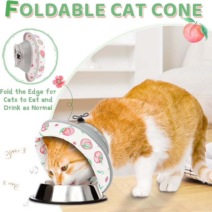 Cat Cone Collar Soft to Stop Licking, Adjustable, Foldable Lightweight Kitten Cones After Surgery Recovery for Cats &amp; Kittens, Cat Cone Alternative (PinkWhite, L)