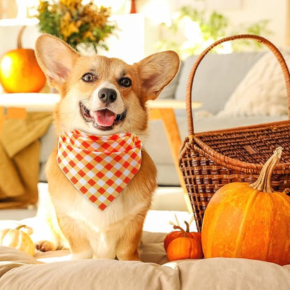 Abbylike 50 Pcs Fall Plaid Dog Bandanas Bulk Autumn Bandanas for Dogs Triangle Kerchief Bibs Scarf for Small Medium Large Pets Thanksgiving Costume Accessories, 25 Styles (25.6 x 17.7 x 17.7 Inch)