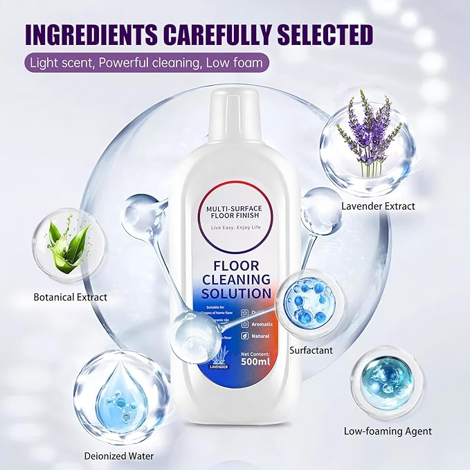 Floor Cleaning Solution Compatible with Tineco iFLOOR Series, All Robot Vacuums &amp; Wireless Wet-Dry Mops, 4 Bottle Floor Cleaner Refill, Lavender Scent