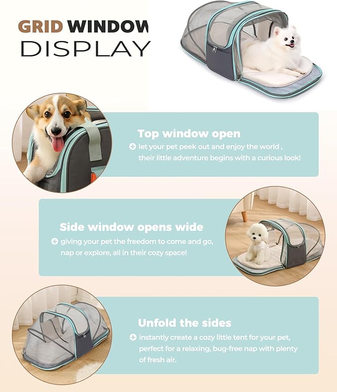 Expandable Pet Carrier Backpack, Cat Carrier Backpacks with Breathable Mesh for Cats Small Dogs Puppies Up to 25 Lbs Airline Approved Waterproof Travel Carrier with Safety Buckle for Hiking &amp; Flights