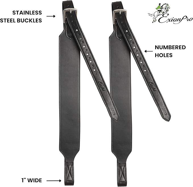 Exion Wide Stability Stirrup Leathers for English Saddles | Premium Cowhide Leather | Enhanced Leg Stability &amp; Comfort | Sizes: 48" to 62"