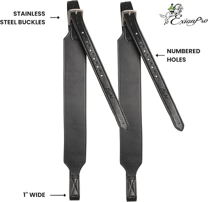 Exion Wide Stability Stirrup Leathers for English Saddles | Premium Cowhide Leather | Enhanced Leg Stability &amp; Comfort | Sizes: 48" to 62"