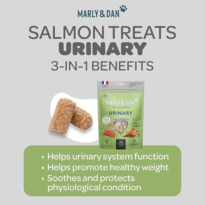 Marly &amp; Dan Salmon Treats for Cats with Brewers Yeast &amp; Green Tea, Urinary Recipe, 3oz Bag