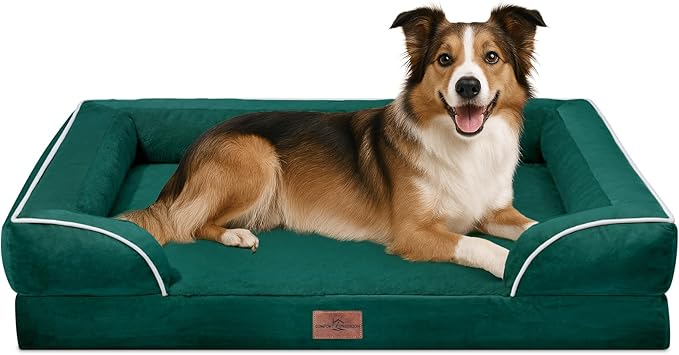 Comfort Expression Large Dog Beds Waterproof Orthopedic Foam Dog Sofa Beds Comfy Pet Bed with Washable Removable Cover &amp; Non-Slip Bottom(Large,Emerald)