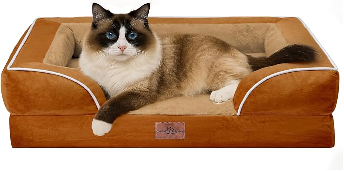 Comfort Expression Small Dog Beds Waterproof Cat Beds Orthopedic Foam Sofa Beds for Small Dogs Comfy Pet Bed with Washable Removable Cover &amp; Non-Slip Bottom(XX-Small,Caramel)