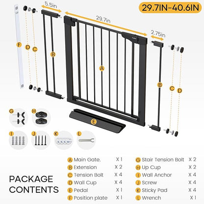 Cumbor 2 Pack 29.7-40.6" Baby Gate for Stairs, Mom&