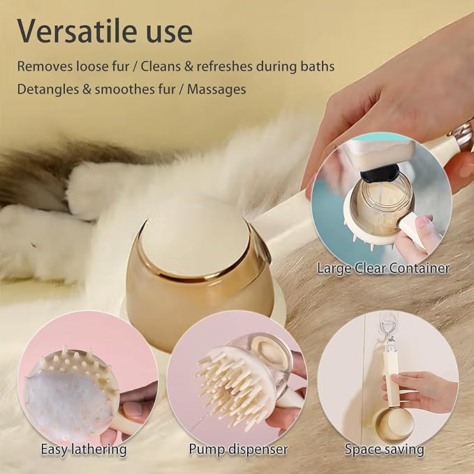 (4PCS) Pet Bath Brush,2025 New 2 in 1 Dog Bath Brush,Dog Shampoo Brush Bubble Maker,Bathing Dogs Grooming Massage Brush for Long &amp; Short Haired Dogs &amp; Cats,with Built-in Shampoo Dispenser(Green)