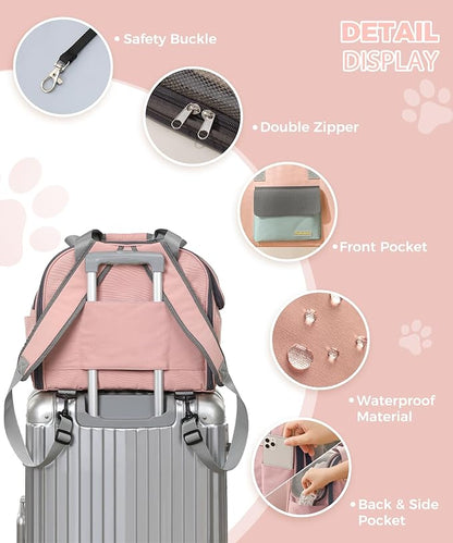 Expandable Pet Carrier Backpack, Cat Carrier Backpacks with Breathable Mesh for Cats Small Dogs Puppies Up to 25 Lbs Airline Approved Waterproof Travel Carrier with Safety Buckle for Hiking &amp; Flights