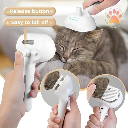 Cat steam brush – Effective Pet Brush for Indoor Cats, Steam Technology for Shedding, Mats &amp; Grooming – Ideal cat brush indoor for Deep Cleaning (White)