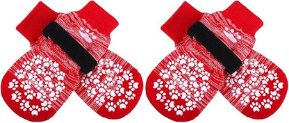 EXPAWLORER Anti Slip Dog Socks to Prevent Licking Paws, Dog Shoes for Hot Pavement, Dog Booties for Small Medium Large Senior Dogs, Traction Control Dog Boots &amp; Paw Protectors for Hardwood Floors-Red