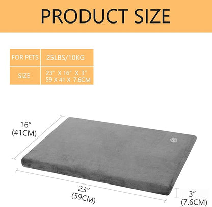 EMPSIGN Stylish Dog Bed Mat Dog Crate Pad Mattress Reversible (Cool &amp; Warm), Water Proof Linings, Removable Machine Washable Cover, Firm Support Pet Crate Bed for Small to XX-Large Dogs, Grey