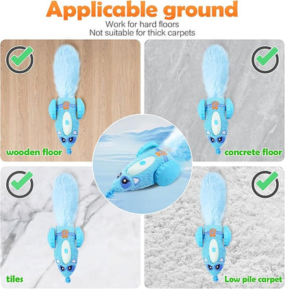 Migipaws Automatic Cat Toys, Plush Cat Mouse Toy, Interactive Toy for Indoor Cats, Smart Moving Kitten Toy, Rechargeable (Blue)