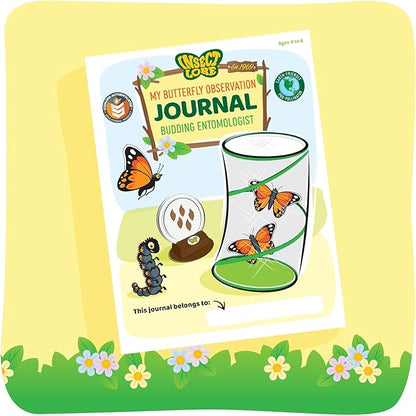 Insect Lore Butterfly Garden Kit – 10 Live Caterpillars, Habitat, STEM Journal, 2 Chrys-a-lid Holding Logs &amp; Feeder – Grow &amp; Release Painted Lady Butterflies – Educational Science Toy