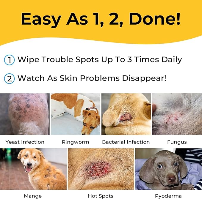 Smiling Paws Pets - Antibacterial &amp; Antifungal Wipes for Dogs &amp; Cats (with Chlorhexidine &amp; Ketoconazole)