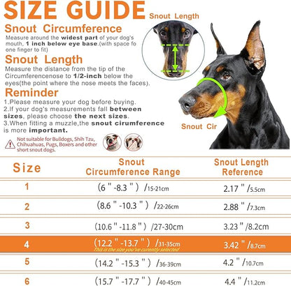 Dog Muzzle – Lightweight Breathable Basket Muzzle, Anti-Biting &amp; Chewing, Adjustable Fit for Small, Medium &amp; Large Dogs(Size 4)