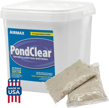 Airmax PondClear Packets, Beneficial Bacteria &amp; Enzyme Clarifier Treatment with Ecoboost PRx, Clear &amp; Clean Pond &amp; Lake Water, Safe for Fish, 24 Count