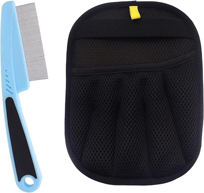 Electrostatic Pet Hair Remover Glove, Reusable Pet Hair Removal Glove for Dog &amp; Cat Grooming, Double Sided Static Pet Hair Fur Remover Tool Mitt Gloves (2PCS) (1 Gloves+1 flea Comb)