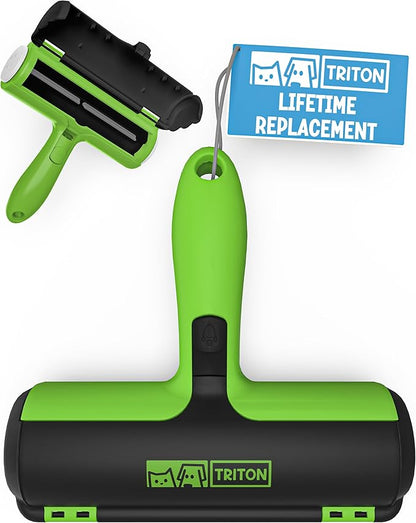 Triton Pet Hair Removal Tool w/Trapping Compartment - Easy to Use Pet Hair Roller, Hair Remover Tool - Cat and Dog Hair Remover (Green)