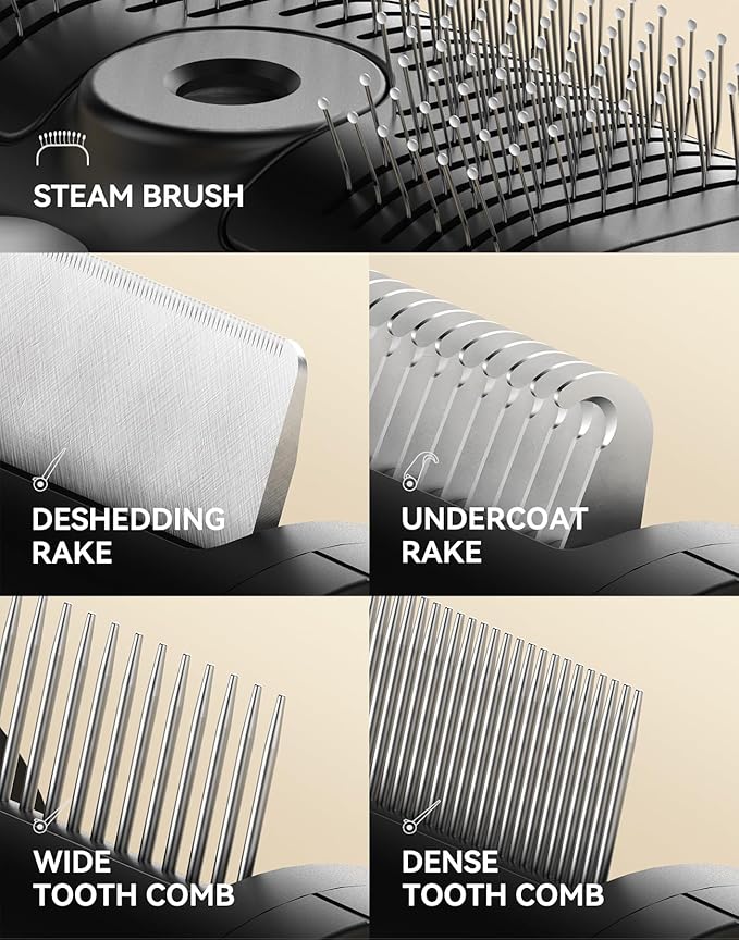 5-in-1 Cat Hair Brush &amp; Gromming Rakes, Cat Steam Comb for Long or Short Haired Indoor Cats, Dog Hair Spritz Comb for Deshedding and Untangling, Pet Brush for Dog Kitten Rabbit Massage
