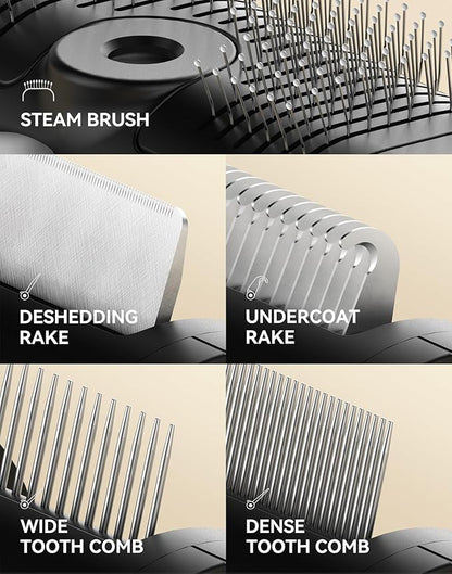 5-in-1 Cat Hair Brush &amp; Gromming Rakes, Cat Steam Comb for Long or Short Haired Indoor Cats, Dog Hair Spritz Comb for Deshedding and Untangling, Pet Brush for Dog Kitten Rabbit Massage