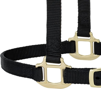 Weaver Equine Breakaway Horse Halter, Supple Leather Crown, Adjustable Chin &amp; Throat Snap Halters for Horses, Equine Tack,Pony Size, Black