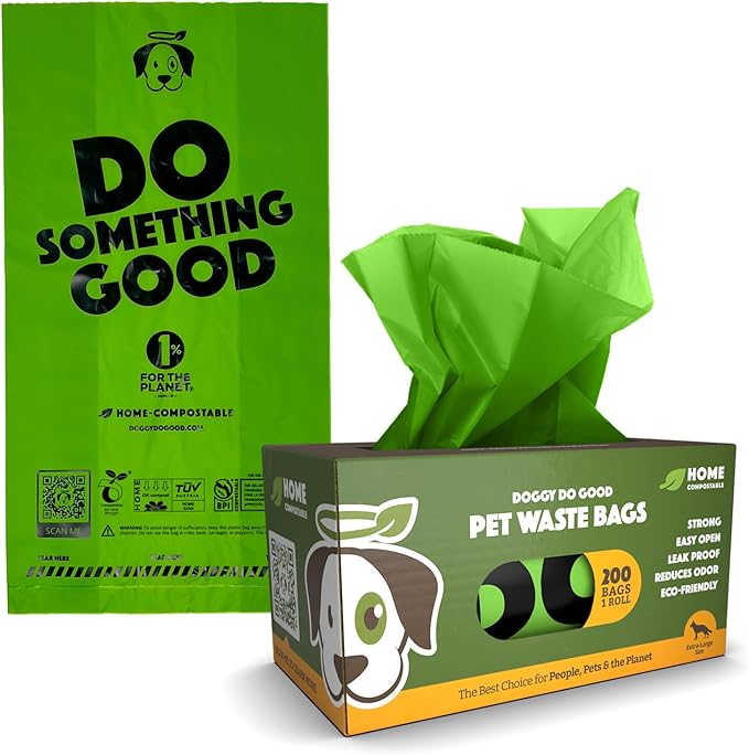 Doggy Do Good Poop Bags | Dog Waste Bags | Unscented, USDA Certified Biobased, Thick &amp; Leak Proof, Easy Open | Standard Size | 100 Count on a Single Roll