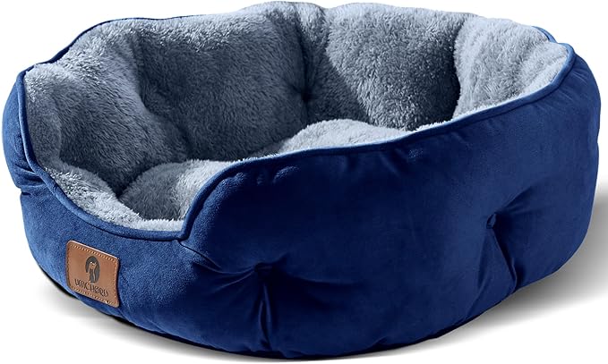 Asvin Medium Dog Bed for Medium Dogs, Large Cat Beds for Indoor Cats, Pet Bed for Puppy and Kitty, Extra Soft &amp; Machine Washable with Anti-Slip &amp; Water-Resistant Oxford Bottom, Blue, 25 inches