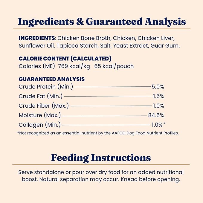 Solid Gold Bone Broth Cat Food Topper - Limited Ingredient Lickable Cat Broth Pouches w/Chicken Protein Shreds &amp; Collagen for Hydration &amp; Gut Support - Easy to Serve Gravy for Cats Meal Topper - 12ct