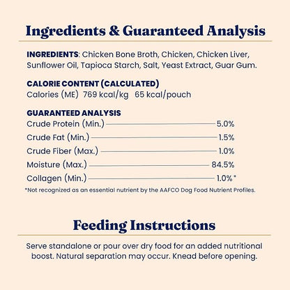 Solid Gold Bone Broth Cat Food Topper - Limited Ingredient Lickable Cat Broth Pouches w/Chicken Protein Shreds &amp; Collagen for Hydration &amp; Gut Support - Easy to Serve Gravy for Cats Meal Topper - 12ct