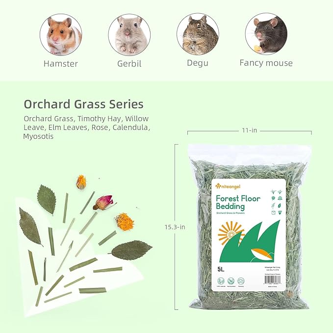 Niteangel Natural &amp; Soft Hamster Bedding Mate Small Animal Habitat Decor for Syrian Dwarf Hamsters Gerbils Mice Degus Bunny or Other Small-Sized Pet
